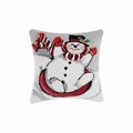 Puesta En Escena 16 x 16 in. Sledding Snowman Polyester Filler Hook Pillow PU3678888